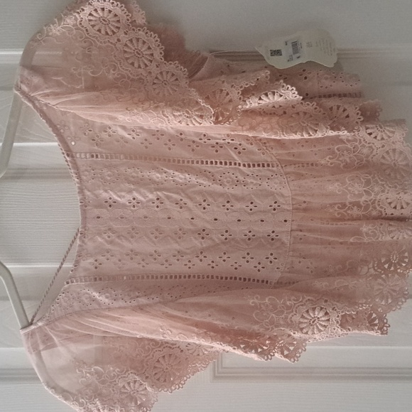 ALTAR 'D STATE BLUSH PINK LACE TOP SZ SMALL - Picture 2 of 12